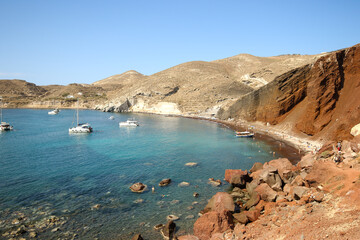 Red Beach of volcanic sand, Santorini, Greece