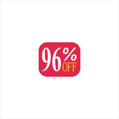 96 offer tag discount vector icon stamp on a white background