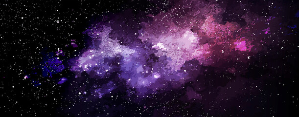 Vector cosmic illustration. Beautiful colorful space background. Watercolor