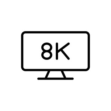 8K, TV simple icon vector. Flat design