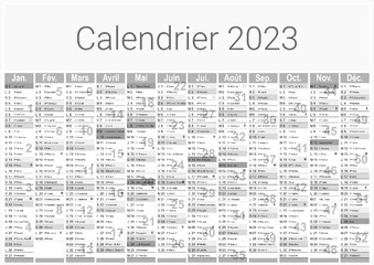 Calendrier 2023 Format A3 - pour entreprise avec logo sur 12 mois - multicaque - modifiable - obrazy, fototapety, plakaty