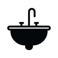 Sink icon. Bathroom, wc, toilet symbol. Design illustration