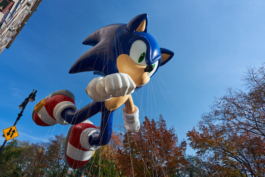 Sonic the Hedgehog Balloon. Popular Movie character as Balloon shown at Parade