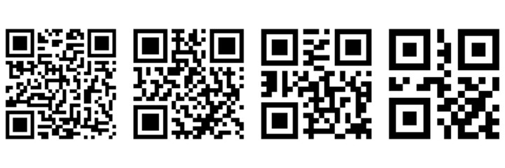 Set of qr code ready to scan with smart phone. Vector illustration.