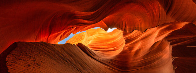 Colorful and Magical Antelope Canyon near Page Arizona USA. Abstract background and travel concept.