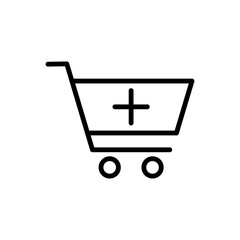 Shopping cart, add simple icon vector. Flat design