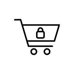 Shopping cart, lock simple icon vector. Flat design