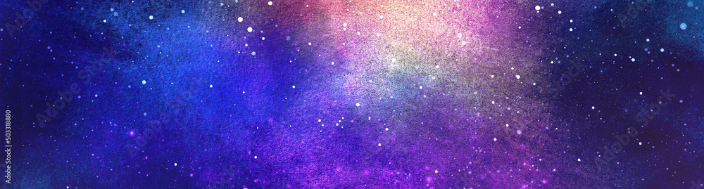 Wall mural cosmic illustration. beautiful colorful space background. watercolor cosmos