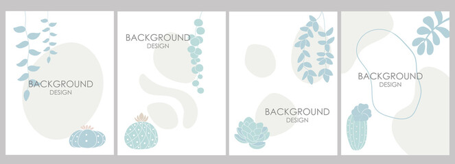 Set of hand drawn succulents backgrounds