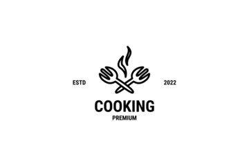 Flat cooking chef logo design vector template