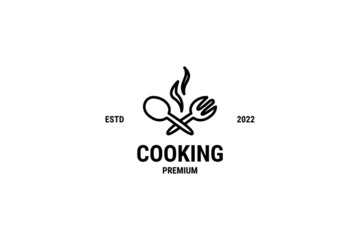 Flat cooking chef logo design vector template