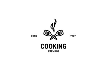 Flat cooking chef logo design vector template