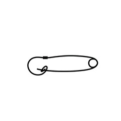 Mild steel wire safety pin logo icon sign Vintage old design Hand drawn symbol element Doodle cartoon style Fashion print for clothes apparel greeting invitation card badge ad banner poster flyer book