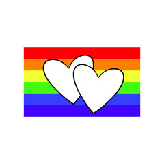 Rainbow LGBT hearts shape isolated on white background, Symbol of LGBT gay pride,vector illustration