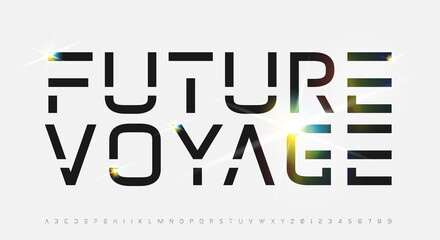 Future Voyage, an Abstract technology futuristic alphabet font. digital space typography vector illustration design