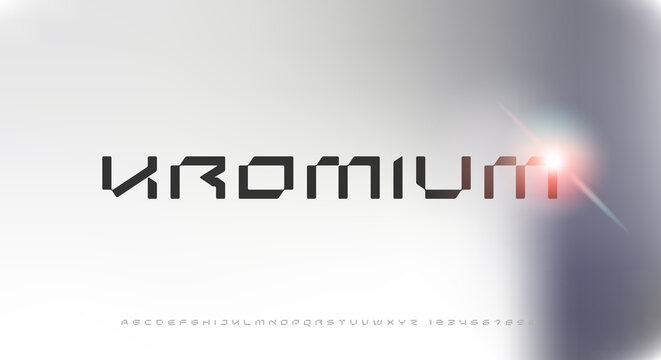 Kromium, an Abstract technology futuristic alphabet font. digital space typography vector illustration design