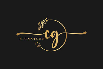 luxury signature initial cg logo design. Handwriting vector logo design illustration image