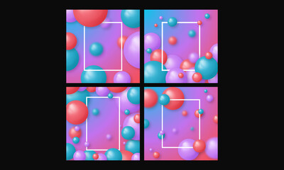 Abstract blurred gradient 3d spheres background Vector
