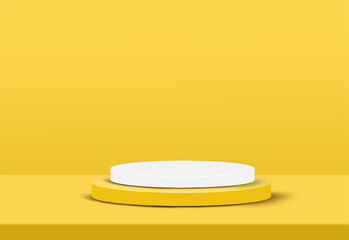 Cylinder podium yellow minimal with show products background