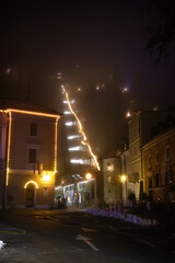 Funicular at night in Ljubljana
