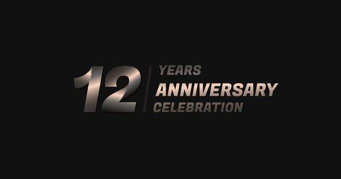 12 years gold anniversary celebration, modern animation design