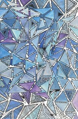 Triangle mosaic hand drawn watercolor background