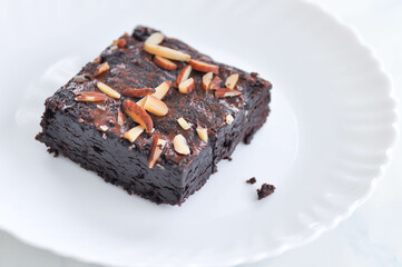 brownie, chocolate cake with almond