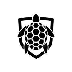 Obraz premium Turtle on shield icon isolated on white background