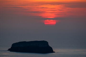 Sunset over the Sea of Crete, Santorini, Greece 