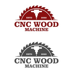 Wood cnc machine logo. woodworks machine. - obrazy, fototapety, plakaty