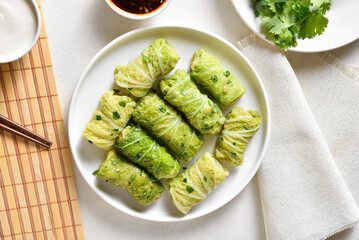 Chinese style stuffed cabbage rolls