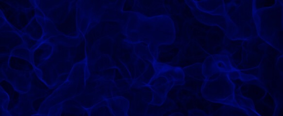 Puffs of dark blue smoke. Futuristic hazy fog with 3d render magical fumes. Space clouds of distant nebulae with whirlpools of gas giants. Smoking vapors of poisonous gas