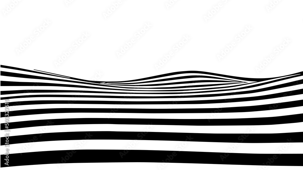 Poster black and white abstract wave. optical illusion. twisted vector illustration.