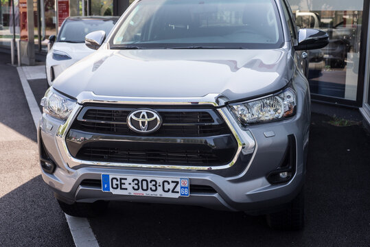 Mulhouse - France - 8 May 2022 - Front view of Toyota Hilux pickup parked in the street