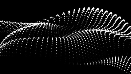 Math flow template for presentation. Light-emitting lines highlighting the regularity in the space of particles. Ordered sinusoidal science. Processing a large data stream.