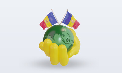 3d World environment day Andorra flag rendering front view