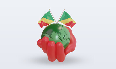 3d World environment day Republic Congo flag rendering front view