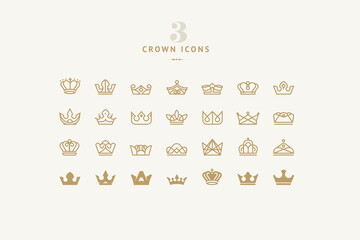 Set of crown icons. Vector illustrations for graphic design, website and app design and development, marketing and social media.