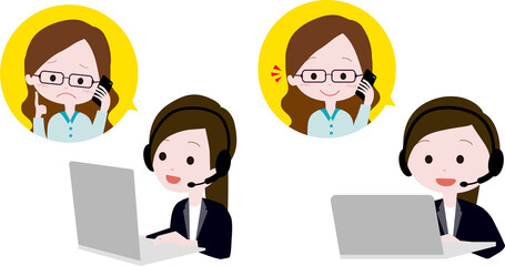 コールセンターで働くオペレーター女性