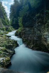 Fast stream in Vintgar gogre in Slovenia