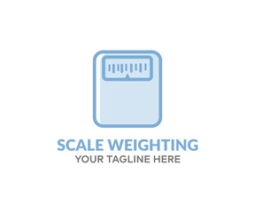 Weight scale device, checking his weight logo design. Diet and losing weight concept vector design and illustration.
