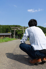 person sitting on the bench