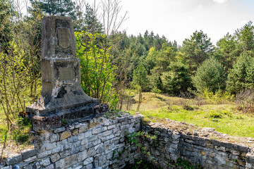 Fototapeta premium Ruins of Church of St John the Baptist (14th century) in gord from 13th century in Stary Olkusz (Poland)
