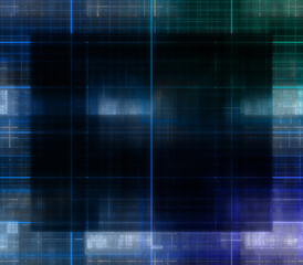 Abstract glitch art grid border background image.