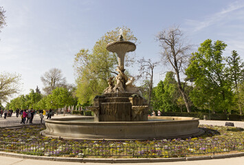Galapagos Fountain or Isabel II Fountain a monumental fountain located in the Retiro park, Madrid.
