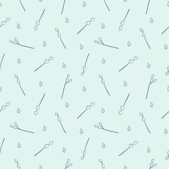 Seamless vector pattern with cute hand drawn roasted marshmallows on a stick. Line objects. Kawaii camp theme texture for apparel, fabric, wallpaper, card, textile, wrapping paper, packaging, gift.