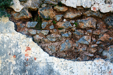 Old  bricks wall pattern. Medieval stone wall.  Background, texture