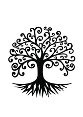 Curly tree svg glowforge,tree of life monogram,Laser Ready Digital File,SVG,Glowforge,Family Tree With Roots Svg,Personalized