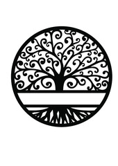Curly tree svg glowforge,tree of life monogram,Laser Ready Digital File,SVG,Glowforge,Family Tree With Roots Svg,Personalized