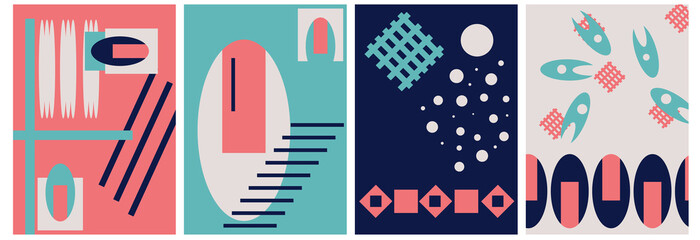 Abstract creative backgrounds, templates, artistic covers design, colorful textures. Trendy patterns, graphic posters, geometric brochures, cards.